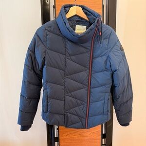 Adidas Blue Puffer Jacket with Chevron Quilting